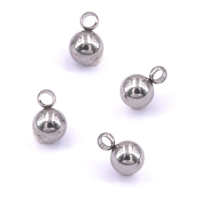 Pendentif Rond Boule Acier Inoxydable 5mm - Trou : 1.8mm (4)