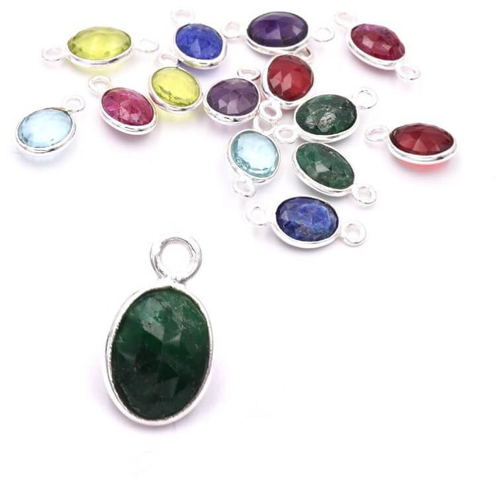 Pendentif Ovale Onyx Vert Serti Argent 925 - 9x7mm (1)