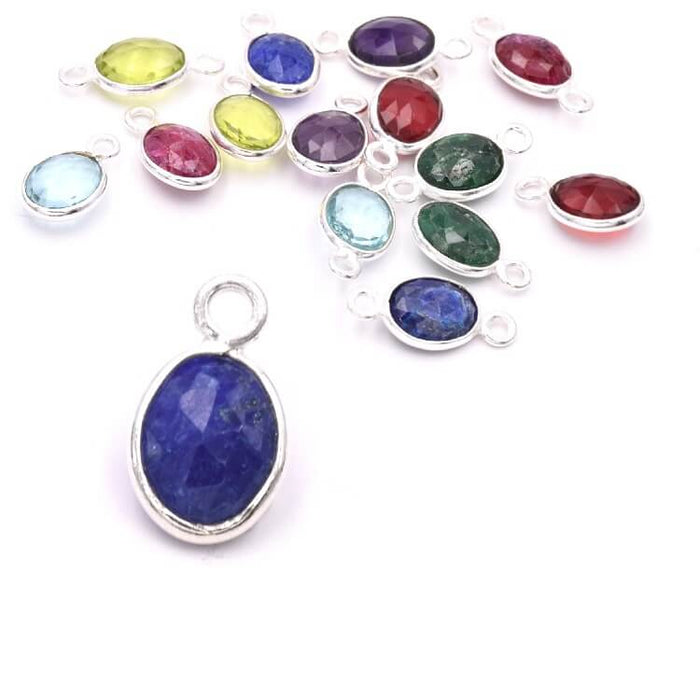 Pendentif Ovale Lapis Lazuli Serti Argent 925 - 9x7mm (1)