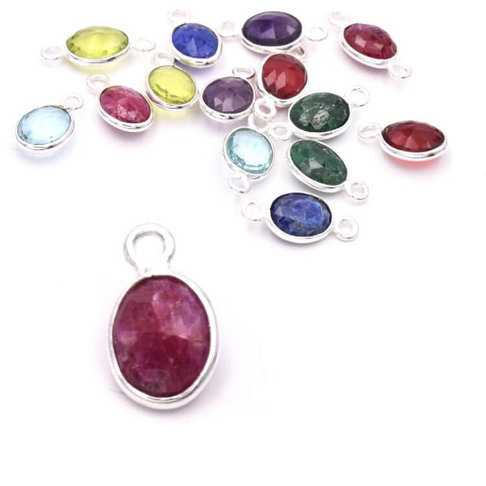 Pendentif Ovale Rubis Serti Argent 925 - 9x7mm (1)