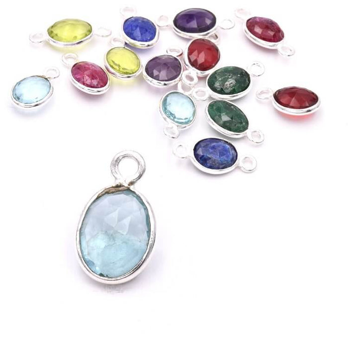 Pendentif Ovale Topaze Bleu Serti Argent 925 - 9x7mm (1)