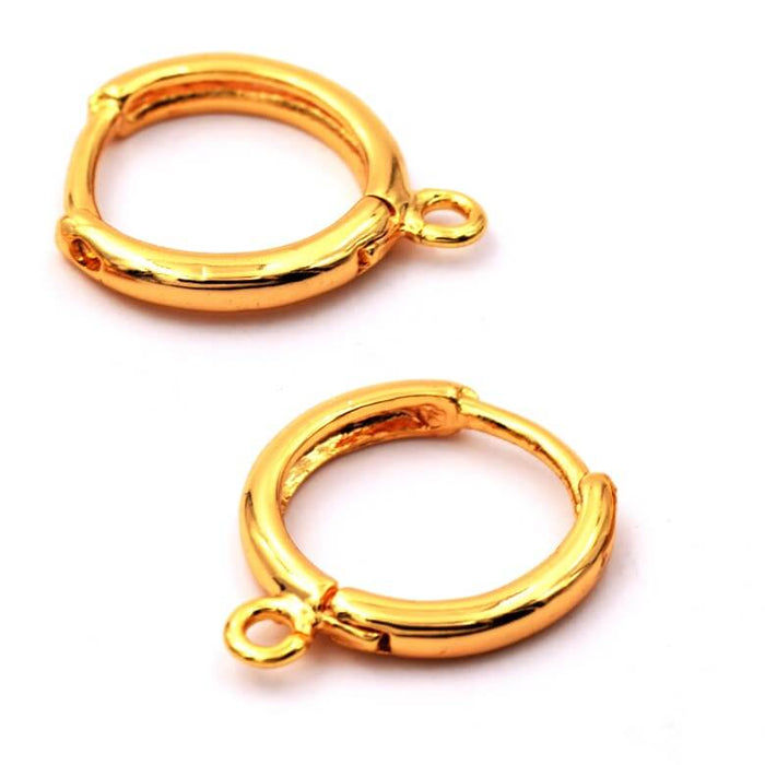 Boucle d'Oreille Créole Huggie Laiton Doré Qualité Avec Anneau 13x1,5mm (2)
