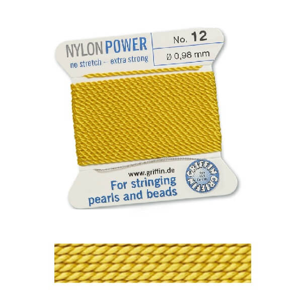 Fil de Nylon Jaune Clair 0.98mm par 2m avec aiguille (1)