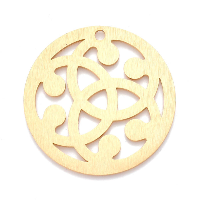 Pendentif Rond Arabesque Aluminium Doré 5cm (1)