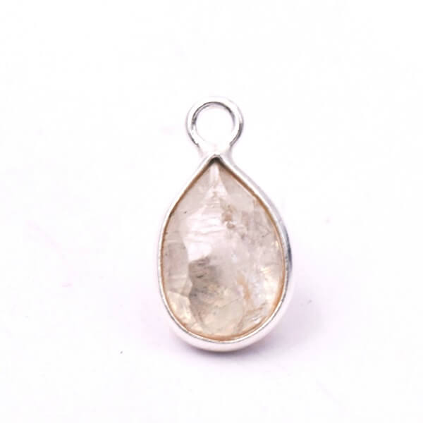 Pendentif Goutte Pierre de Lune Sertis Argent 925 10x7mm (1)
