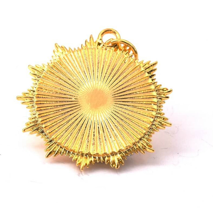 Pendentif Rond Soleil Laiton Doré pour Cabochon SS16-4mm - 24mm (1)