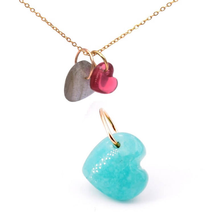 Pendentif Coeur Amazonite 10x10mm avec Anneau Gold Filled (1)