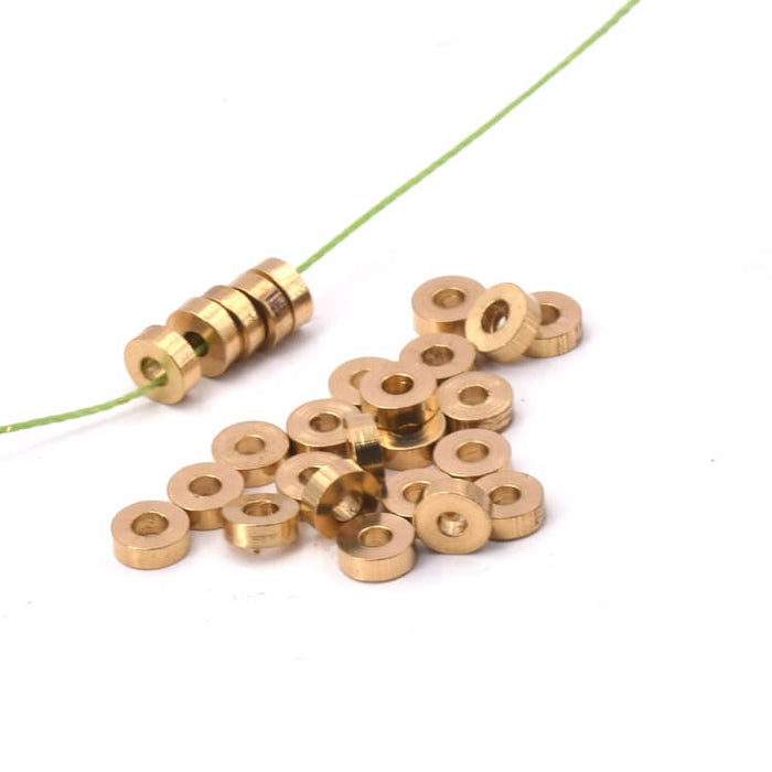 Perles Rondelle Heishi Laiton Brut 4x1.5mm - Trou: 1.5mm (20)
