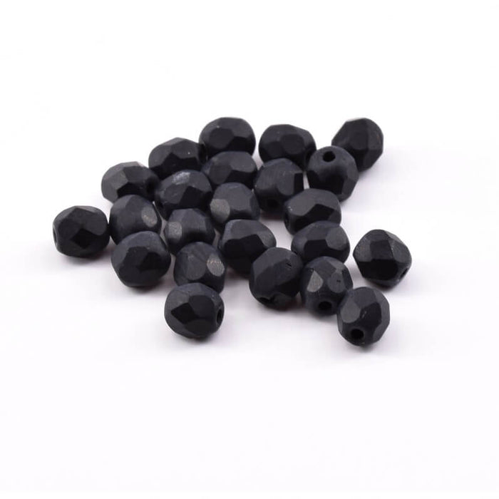 Perles Facettes de Bohème Matte Jet 4mm (50)