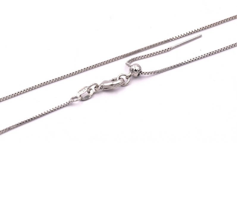 Chaine Collier Fine Carré 1mm Plaqué Platine 44cm (1)