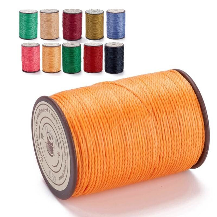 Cordon Polyester Torsadé Ciré Brésilien Orange 0.8mm - Bobine de 50m (1)