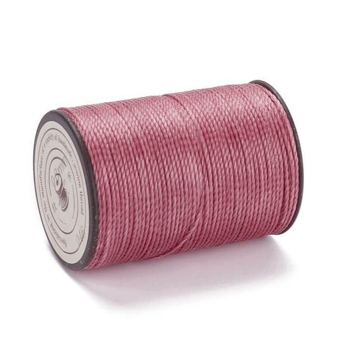 Cordon polyester torsadé ciré Brésilien vieux rose 0.8mm - 50m (1)