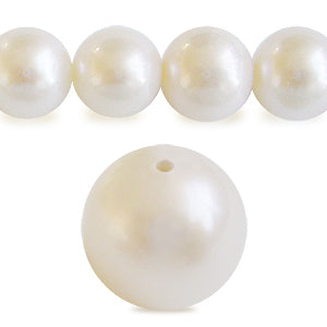 Perles d'eau douce rondes pépite potatoe blanc 8mm sur fil (1)