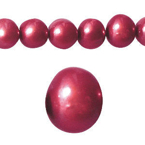 Perles d'eau douce rondes fuchsia 7mm sur fil (1)