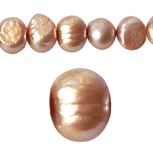 Perles d'eau douce pépites amande 6mm sur fil (1)