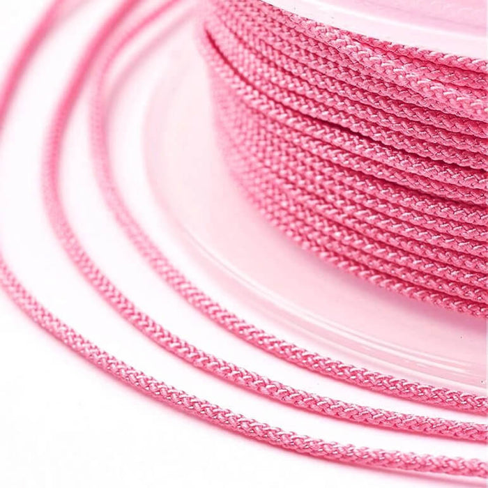 Cordon Nylon Soyeux Tressé Rose 1mm - Bobine 20m (1)