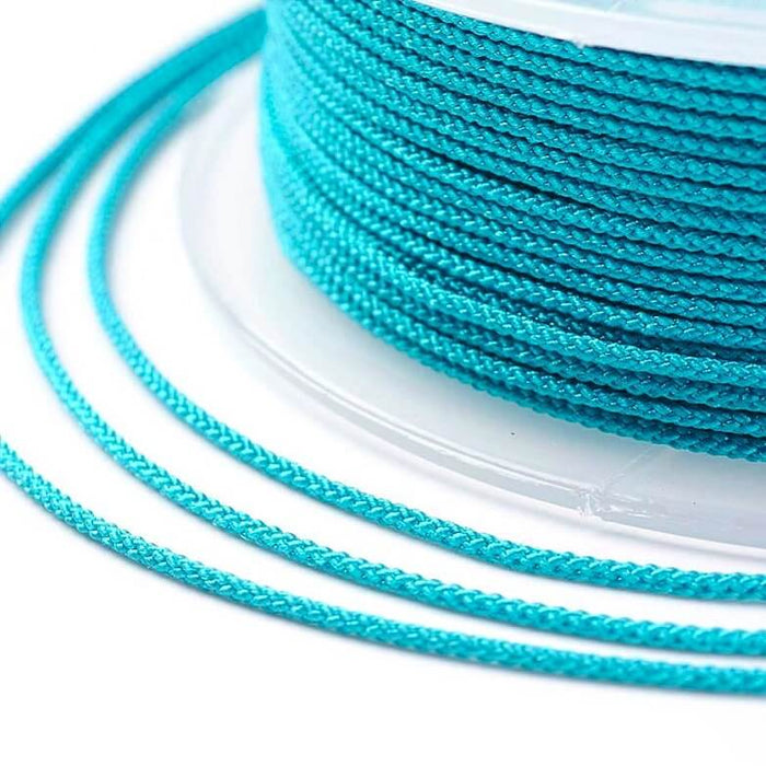 Cordon Nylon Soyeux Tressé Turquoise 1mm - Bobine de 20m (1)