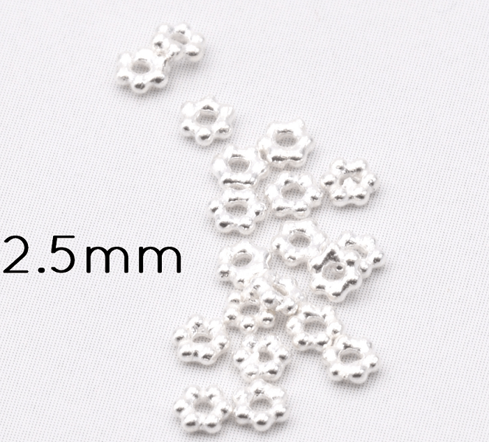 Perles Rondelles Mini Heishi Fleur 2,75mm Argent 925 (20)