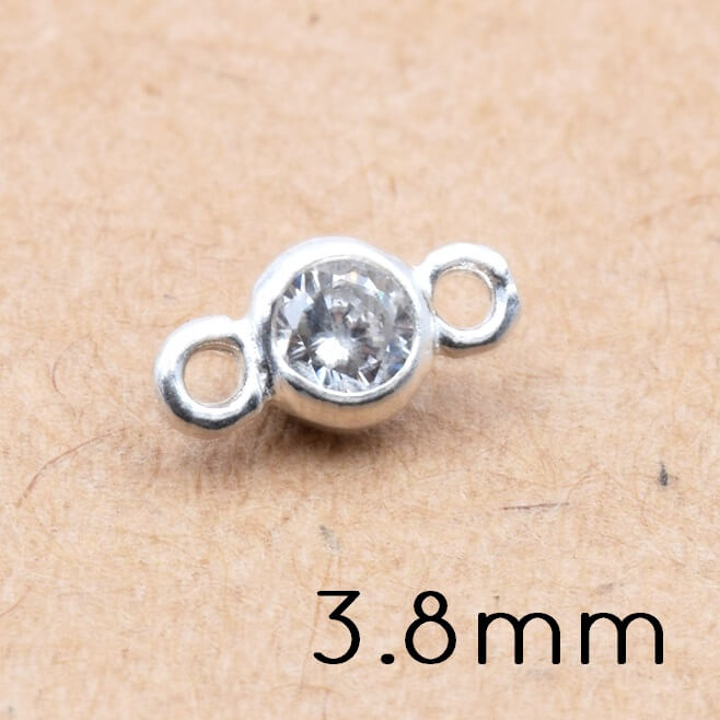 Connecteur Rond en Argent 925 avec Zircon 3.8mm (1)