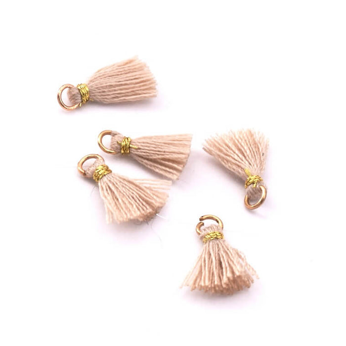 5 Mini Pompons 10mm Beige Gris (5)