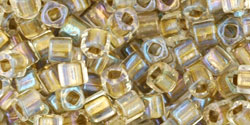 cc262 - perles Toho cube 3mm inside colour crystal gold lined (10g)