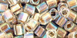 cc994 - perles Toho cube 4mm gold lined rainbow crystal (10g)