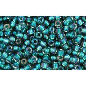 cc270 - perles de rocaille Toho 11/0 crystal/prairie green lined (10g)