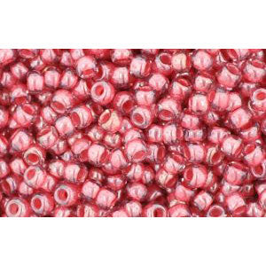 cc291 - perles de rocaille Toho 11/0 transparent lustered rose/mauve lined (10g)