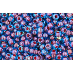 cc381 - perles de rocaille Toho 11/0 aqua/oxblood lined (10g)