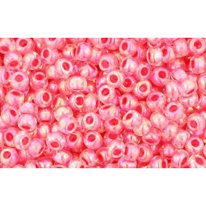 cc779 - perles de rocaille Toho 11/0 rainbow crystal/ salmon lined (10g)