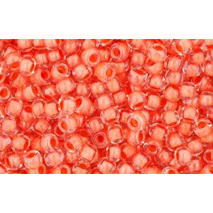 cc963 - perles de rocaille Toho 11/0 crystal/ apricot lined (10g)