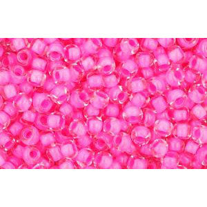 cc965 - perles de rocaille Toho 11/0 crystal/ carnation lined (10g)