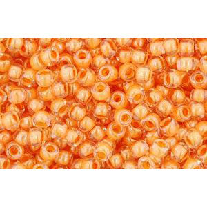 cc984 - perles de rocaille Toho 11/0 crystal/ papaya lined (10g)