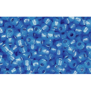 cc2102 - perles de rocaille Toho 11/0 silver lined milky montana blue (10g)
