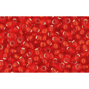 cc25f - perles de rocaille Toho 11/0 silver lined frosted light siam ruby (10g)