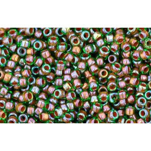 cc247 - perles de rocaille Toho 15/0 inside colour peridot/oxblood lined (5g)