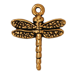 Pendentif libellule métal Doré vieilli 20mm (1)