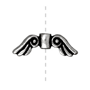 Perle ailes d'ange métal Argenté vieilli 14mm (1)