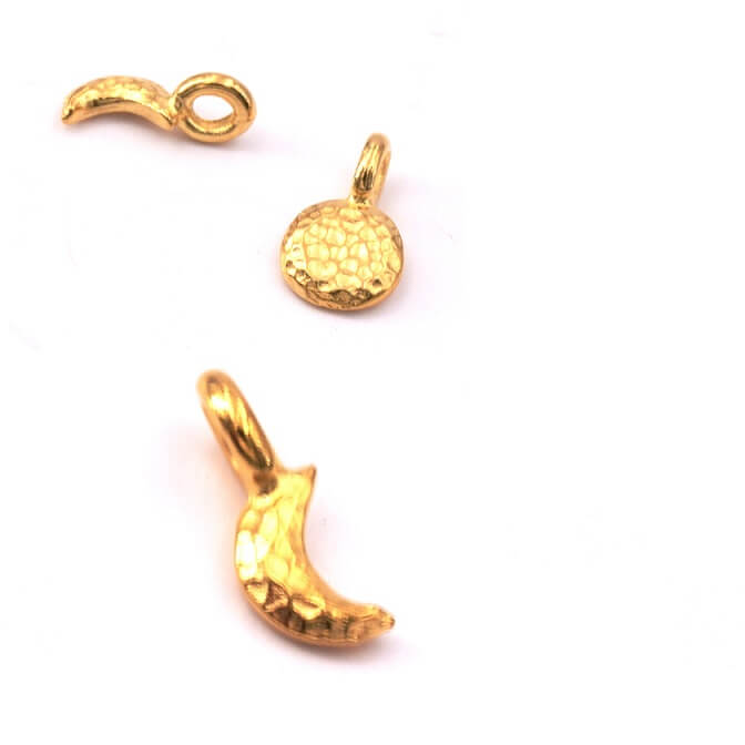 Mini Charms Breloque Croissant de Lune Doré Or Fin Qualité 10x4mm (1)