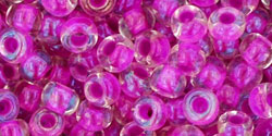 cc790 - perles de rocaille toho 6/0 crystal/ opaque fuchsia lined (10g)