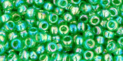 cc167 - perles de rocaille Toho 8/0 transparent rainbow peridot (10g)