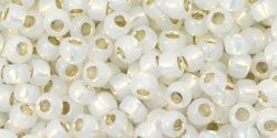 cc2100 - perles de rocaille toho 8/0 silver-lined milky white (10g)