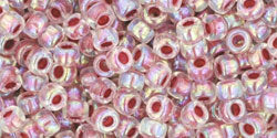 cc771 - perles de rocaille toho 8/0 rainbow crystal/strawberry lined (10g)