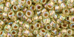 cc998 - perles de rocaille toho 8/0 gold-lined rainbow light jonquil (10g)