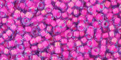 cc980 - perles de rocaille Toho 11/0 light sapphire/ neon pink lined (10g)