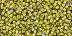 cc246 - perles de rocaille Toho 15/0 luster black diamond/opaque yellow lined (5g)