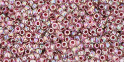 cc771 - perles de rocaille Toho 15/0 rainbow crystal/strawberry lined (5g)