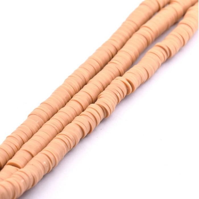 Perle heishi 6x0.5-1mm en pâte polymère beige nude (1 fil- 40cm)