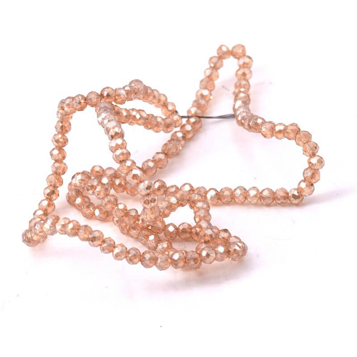 Perles Rondelle Verre à Facettes Beige Champagne AB - 2.5mm (1fil-39cm)