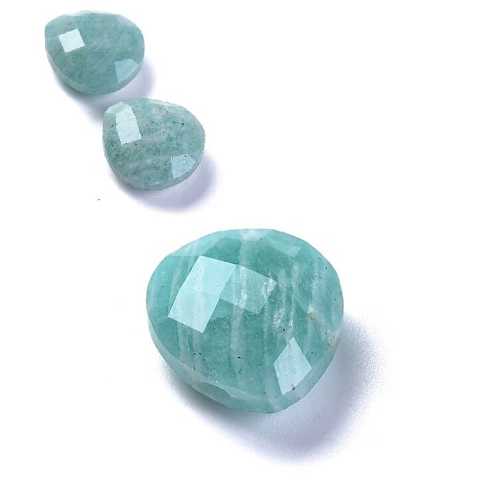 Pendentif Perle Goutte Amazonite Facettes Plate 14x13mm Trou : 0.8mm (1)